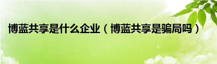 博蓝共享是什么企业博蓝共享是骗局吗