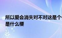 所以爱会消失对不对这是个什么梗 “所以爱会消失对不对”是什么梗