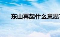 东山再起什么意思?东山再起典故介绍