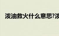 泼油救火什么意思?泼油救火典故出处介绍