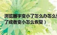 浏览器字变小了怎么办怎么恢复（浏览器上的字体突然变大了或者变小怎么恢复）