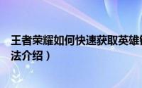 王者荣耀如何快速获取英雄镜（王者荣耀快速获取英雄镜方法介绍）