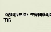 《请叫我总监》宁檬陆既明敞开心扉 宁檬陆既明结局在一起了吗