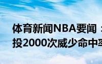 体育新闻NBA要闻：过去5赛季70名球员跳投2000次威少命中率最低