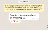 WhatsApp消息反应开始推出