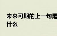 未来可期的上一句是啥 未来可期的上一句是什么 