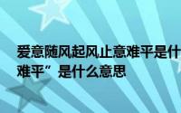 爱意随风起风止意难平是什么意思啊 “爱意随风起 风止意难平”是什么意思 