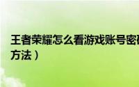 王者荣耀怎么看游戏账号密码（王者荣耀查看游戏账号密码方法）