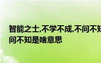 智能之士,不学不成,不问不知 的意思 智能之士,不学不成,不问不知是啥意思 