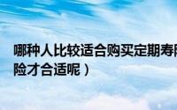 哪种人比较适合购买定期寿险（有什么样的需求购买定期寿险才合适呢）