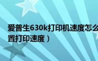 爱普生630k打印机速度怎么调（爱普生630K打印机怎么设置打印速度）