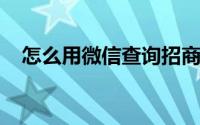 怎么用微信查询招商银行信用卡办理进度