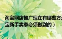 淘宝网店推广现在有哪些方法途径（这五点网店推广方法淘宝新手卖家必须做到的）