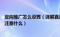 定向推广怎么设置（详解直通车定向推广技巧定向设置需要注意什么）