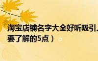 淘宝店铺名字大全好听吸引人（关于好听的淘宝店名卖家需要了解的5点）