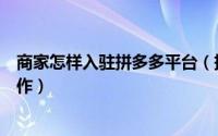 商家怎样入驻拼多多平台（拼多多商家入驻商家应该如何操作）