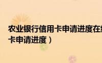 农业银行信用卡申请进度在线查询（如何查询农业银行信用卡申请进度）