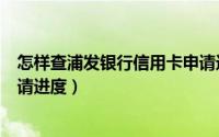 怎样查浦发银行信用卡申请进度（怎么查浦发银行信用卡申请进度）