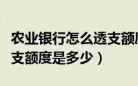 农业银行怎么透支额度（农业银行的信用卡透支额度是多少）