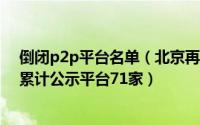 倒闭p2p平台名单（北京再披露4家失联P2P平台名单！已累计公示平台71家）