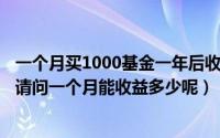 一个月买1000基金一年后收益是多少（我用100元买了基金请问一个月能收益多少呢）