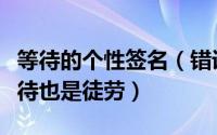 等待的个性签名（错误的时间遇到错误的人等待也是徒劳）