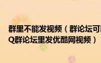 群里不能发视频（群论坛可以发图片但不可发视频怎么在QQ群论坛里发优酷网视频）