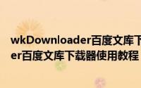 wkDownloader百度文库下载器怎么使用（wkDownloader百度文库下载器使用教程）