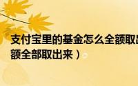 支付宝里的基金怎么全额取出来（怎么样能把支付宝基金金额全部取出来）