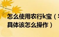 怎么使用农行k宝（农行网上银行k宝怎么用具体该怎么操作）