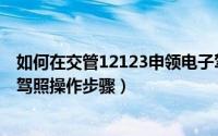 如何在交管12123申领电子驾驶证（交管12123上申领电子驾照操作步骤）