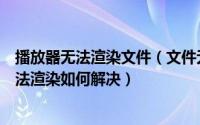 播放器无法渲染文件（文件无法渲染是什么意思视频文件无法渲染如何解决）