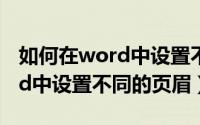 如何在word中设置不同的页码（如何在Word中设置不同的页眉）