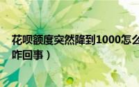 花呗额度突然降到1000怎么提额（花呗额度突然降到1000咋回事）