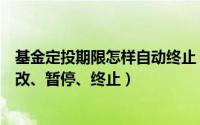 基金定投期限怎样自动终止（工行基金定投设置、查询、修改、暂停、终止）