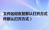 文件如何恢复默认打开方式（怎么还原打开方式 如何设置文件默认打开方式）