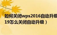 如何关闭wps2016自动升级（wps2016自动升级为wps2019怎么关闭自动升级）