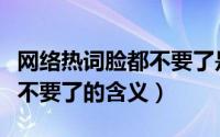 网络热词脸都不要了是什么梗（网络热词脸都不要了的含义）