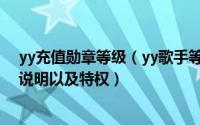 yy充值勋章等级（yy歌手等级经验表等级勋章YY歌手等级说明以及特权）