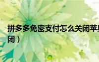 拼多多免密支付怎么关闭苹果手机（拼多多免密支付怎么关闭）