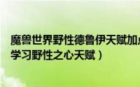 魔兽世界野性德鲁伊天赋加点（魔兽世界怀旧服德鲁伊怎么学习野性之心天赋）