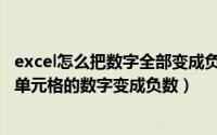 excel怎么把数字全部变成负数（excel工作表中如何批量把单元格的数字变成负数）