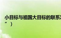 小目标与祖国大目标的联系发言稿（“小目标”与“一个亿”）