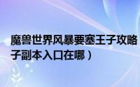 魔兽世界风暴要塞王子攻略（魔兽世界风暴要塞凯尔萨斯王子副本入口在哪）