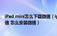 iPad mini怎么下载微信（ipad ipad mini如何下载安装微信 怎么安装微信）