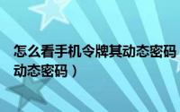 怎么看手机令牌其动态密码（验证方式是手机令牌如何获得动态密码）