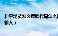 和平精英怎么捏脸代码怎么弄（和平精英怎么捏脸代码怎么输入）