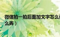 微信拍一拍后面加文字怎么设置（微信拍一拍后面加文字怎么弄）