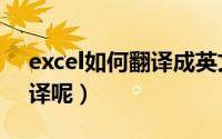 excel如何翻译成英文（Excel如何中英文翻译呢）