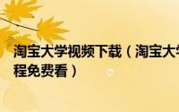 淘宝大学视频下载（淘宝大学免费课程淘宝大学收费视频教程免费看）